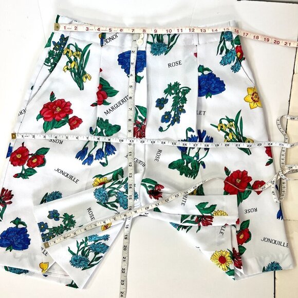 VTG collections internationale White Floral Pleated Zip Up High Waist Short Sz L - Picture 11 of 13